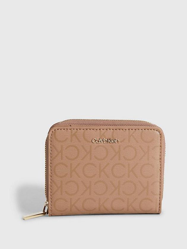 Calvin Klein USA Recycled Rfid Zip Around Womens Wallet Beige 1526804-EV